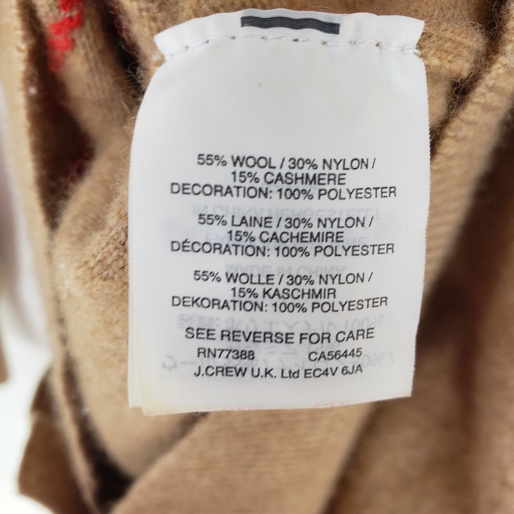 J Crew Windowpane Plaid Cardigan Sweater Womens S Camel Tan Wool Cashmere V-Neck - Picture 8 of 8